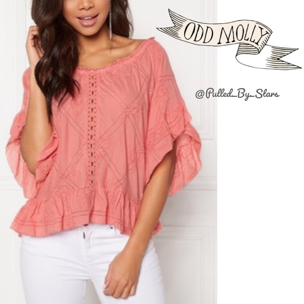 ODD MOLLY Clever Heart Flouncy Blouse in Soft Raspberry Pink - Size M - NWT!